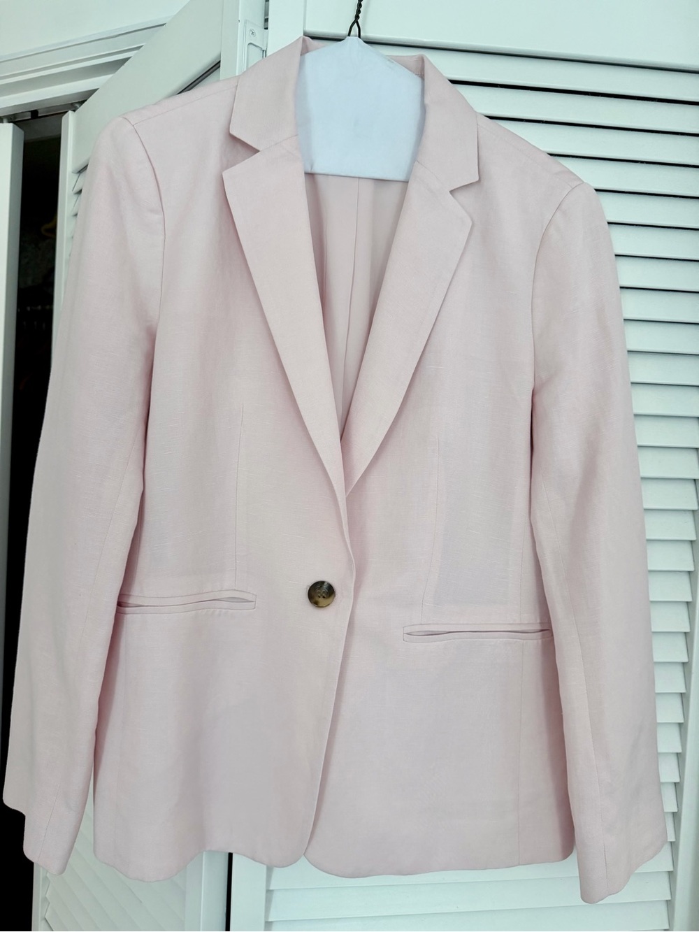 Ann Taylor Hutton Single-Button Pale Pink Blazer Jacket Linen 4 - Picture 6 of 6